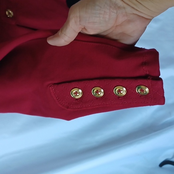 White House Black Market Blazer Jacket Womens Raspberry Gold Rayon Blend Pockets - Picture 6 of 8